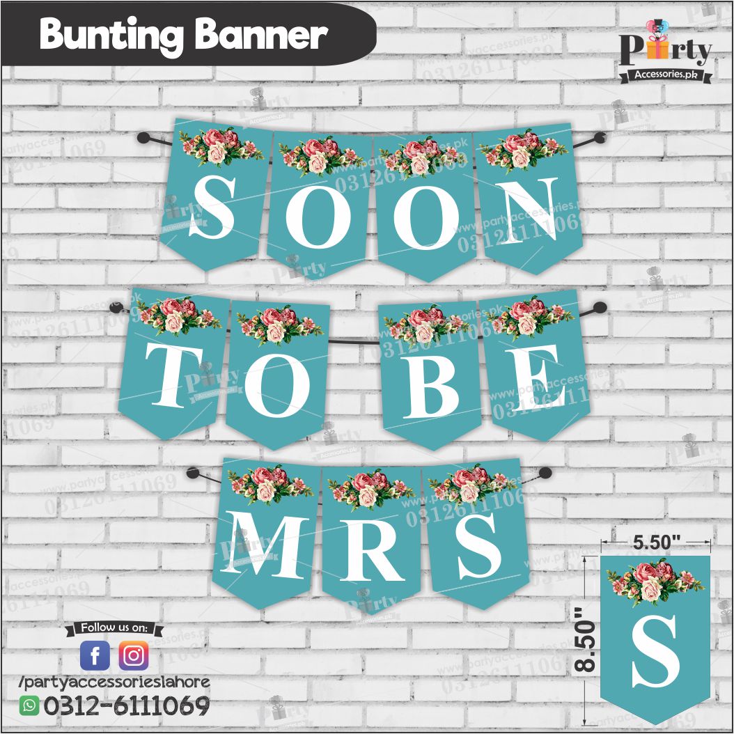 SOON TO BE MRS bunting banner for bridal shower decoration | Sea Green and White