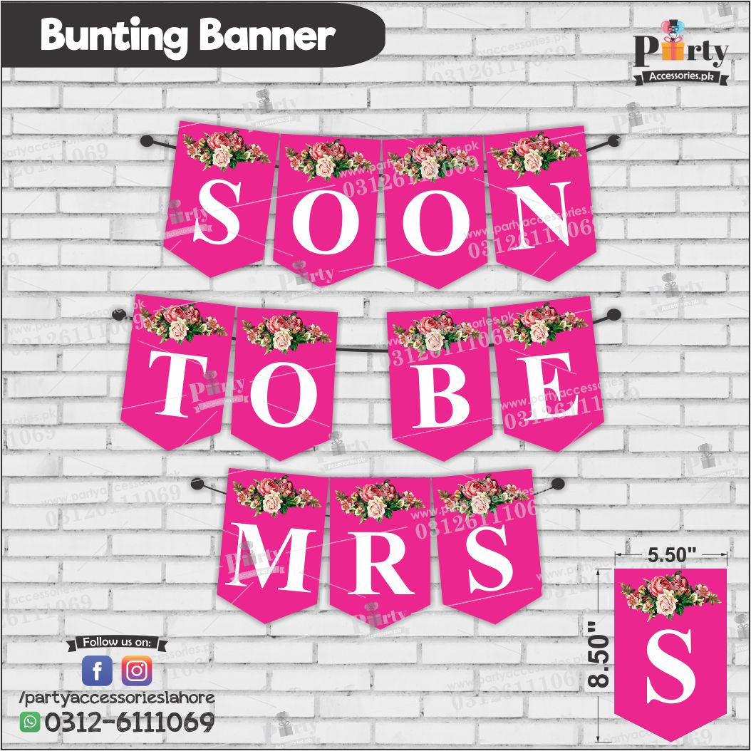 SOON TO BE MRS bunting banner for bridal shower decoration | Pink and White