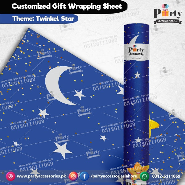 Gift wrapping sheets for Twinkle Twinkle little star theme birthday party