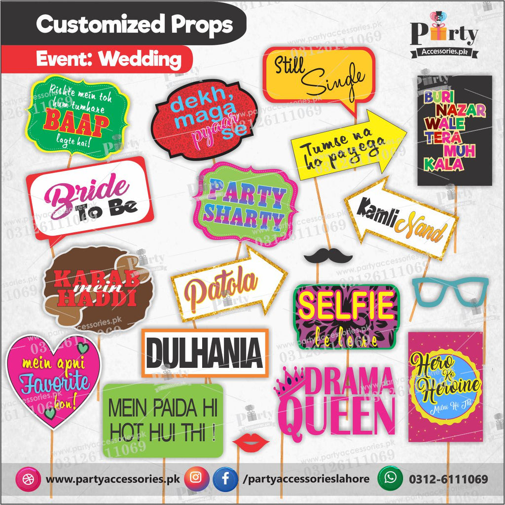 Funky Photobooth Photo Props weddings Function | Celebration Set Two